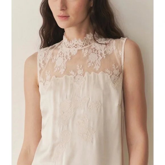NWT DÔEN White Silk Mini Lace Valeria Sleeveless Dress - Picture 4 of 8